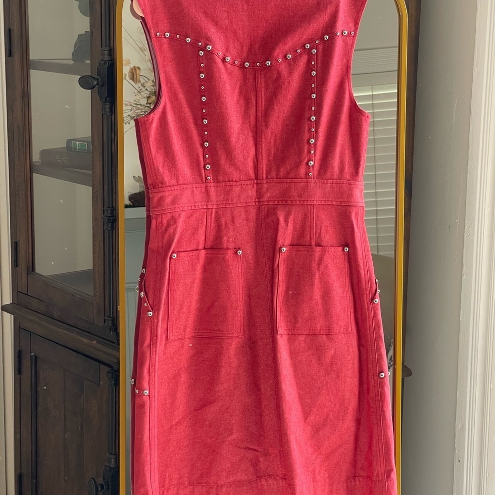 NWT Diane von Furstenberg Zip-Front Red Studded Sheath Dress - Picture 7 of 13